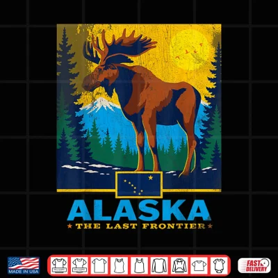 Design Alaska The Last Frontier Moose Wildlife Travel Souvenir Gift Shirt