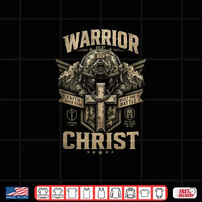 Design Warrior of Christ Faith Over Fear Christian Soldier Shirt