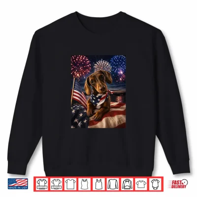 Sweatshirt 4th of July Patriotic Weenie Dog Shirt