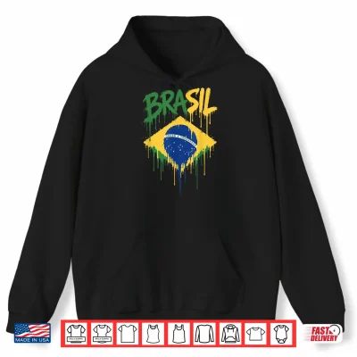 Hoodie Brasil with Brazilian Flag Colors Shirt