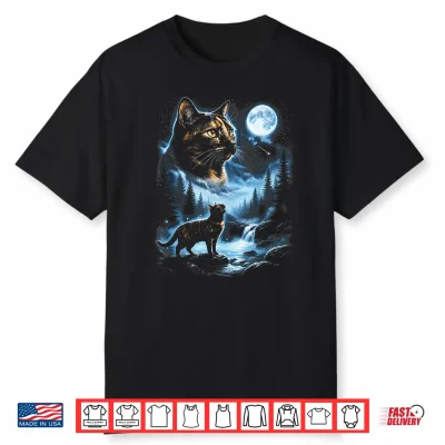 Tortoiseshell Cat Howling At Moon Celestial Parody Design Shirt