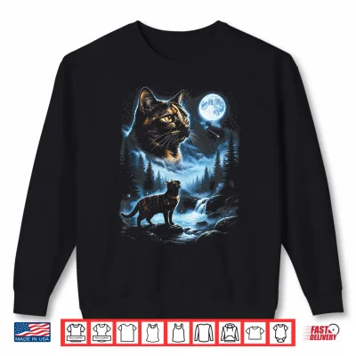 Sweatshirt Tortoiseshell Cat Howling At Moon Celestial Parody Design Shirt
