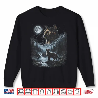 Sweatshirt Tortoiseshell Cat Howling to the Moon Vintage Retro Shirt