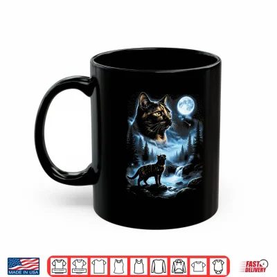 Mug Tortoiseshell Cat Howling At Moon Celestial Parody Design Shirt