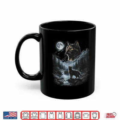 Mug Tortoiseshell Cat Howling to the Moon Vintage Retro Shirt