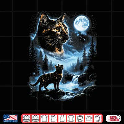 Design Tortoiseshell Cat Howling At Moon Celestial Parody Design Shirt