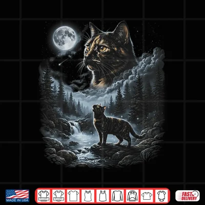 Design Tortoiseshell Cat Howling to the Moon Vintage Retro Shirt