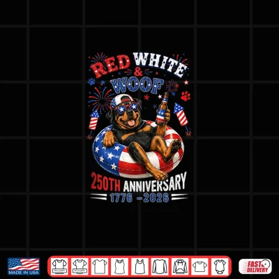 Design Red White and Dog Sound 1776 2026 4th of July Rottweiler Shirt