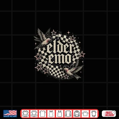 Design Elder Emo Sparrow Checkerboard Old English Vintage Graphic Shirt