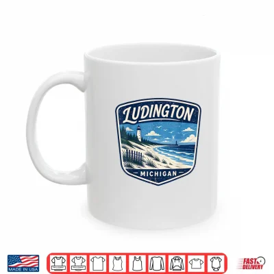 Mug Ludington Michigan Lighthouse Beach Coastal Ocean Nature Shirt