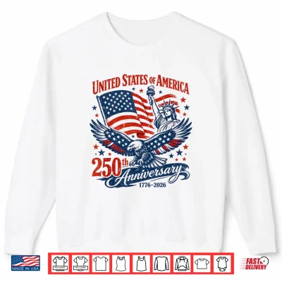 Sweatshirt USA 250 Years Anniversary Eagle American Flag 4th of July Shirt