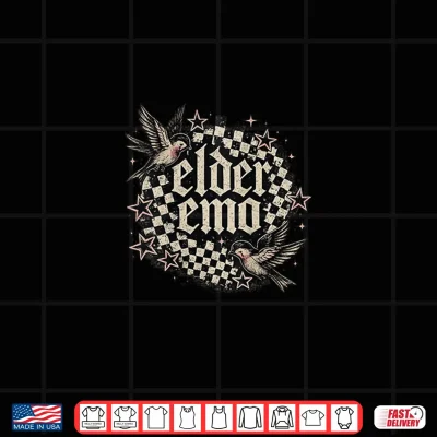 Design Womens Elder Emo Sparrow Checkerboard Old English Vintage Graphic Shirt
