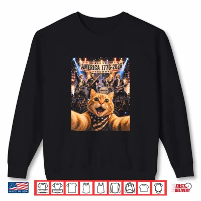 Sweatshirt 4th of July American 1776 2026 Cat Selfie Founding Fathers Shirt