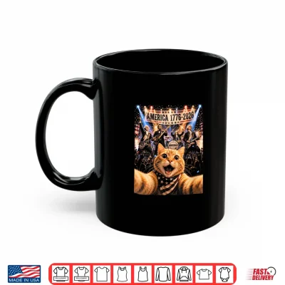 Mug 4th of July American 1776 2026 Cat Selfie Founding Fathers Shirt