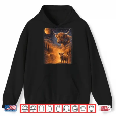 Highland Cow Howling To The Moon Funny Meme 90S Animal Lover Shirt 1 Hoodie Highland Cow Howling to The Moon Funny Meme 90s Animal Lover Shirt