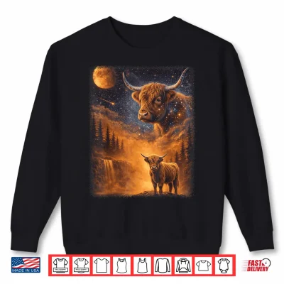 Highland Cow Howling To The Moon Funny Meme 90S Animal Lover Shirt 2 Sweatshirt Highland Cow Howling to The Moon Funny Meme 90s Animal Lover Shirt
