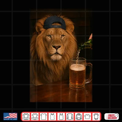Lion Drinking Beer Funny Fathers Day Animal Meme Shirt 4 Design Lion Drinking Beer Funny Fathers Day Animal Meme Shirt