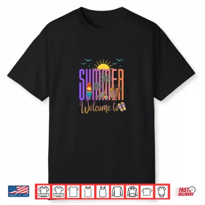 Welcome To Summer Beach Vacation Retro Sunset Palm Vibes Shirt