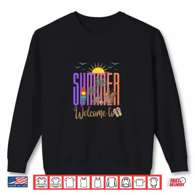 Sweatshirt Welcome to Summer Beach Vacation Retro Sunset Palm Vibes Shirt