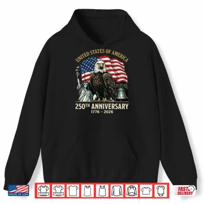 Hoodie 250th Anniversary USA Shirt Patriotic Freedom 4th of July Performance Shirt