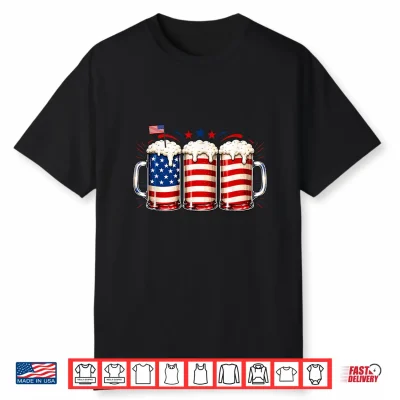 Beer American Flag Fourth Of July Drinking Usa Patriotic Men Shirt