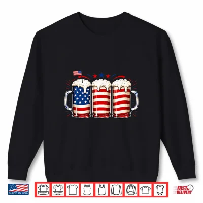 Sweatshirt Beer American Flag Fourth of July Drinking USA Patriotic Men Shirt