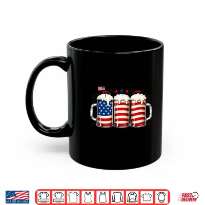 Mug Beer American Flag Fourth of July Drinking USA Patriotic Men Shirt