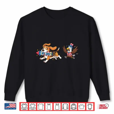 Sweatshirt Funny Beagle Dog USA Flag Memorial Day 4th of July Shirt
