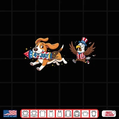 Design Funny Beagle Dog USA Flag Memorial Day 4th of July Shirt