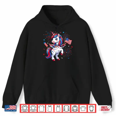 Hoodie Patriotic Americorn Unicorn American 4th of July Kids Girls Shirt