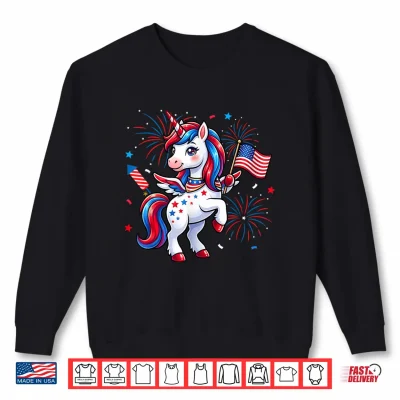 Sweatshirt Patriotic Americorn Unicorn American 4th of July Kids Girls Shirt