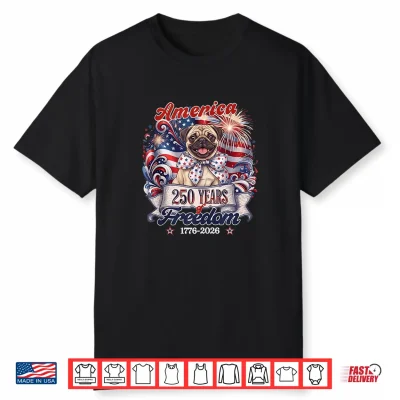 Pug Dog 250Th America Patriotic Usa 4Th Of July Shirt