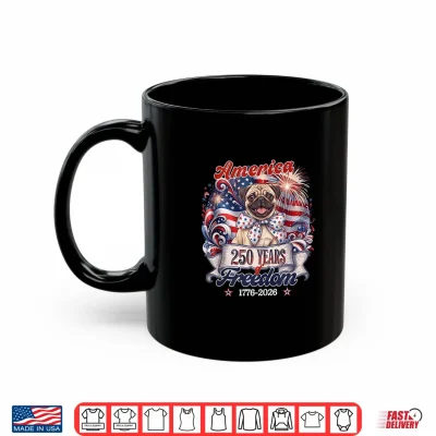 Mug Pug Dog 250th America Patriotic USA 4th of July Shirt