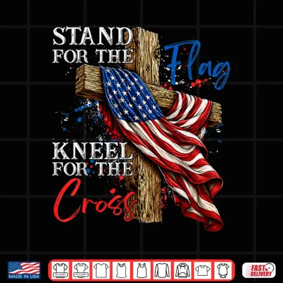 Design Stand for Flag Kneel for Cross 250 Years Christian 4th July Shirt