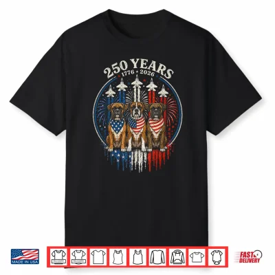 250 Years America Boxer Dog Patriotic Usa 4Th Of July Shirt