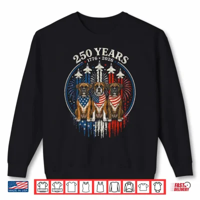 Sweatshirt 250 Years America Boxer Dog Patriotic USA 4th of July Shirt