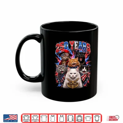 Mug 250 Anniversary USA Cat Kitty 250 Years American 4th of July Shirt