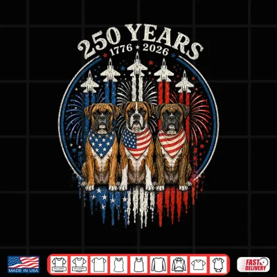 Design 250 Years America Boxer Dog Patriotic USA 4th of July Shirt