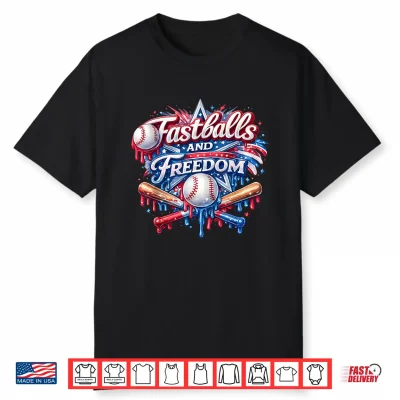4Th Of July Patriotic Fastballs And Freedom Baseball Drip Shirt