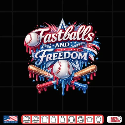 Design 4th of July Patriotic Fastballs and Freedom Baseball Drip Shirt