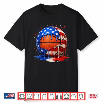 Basketball Ice Cream Drip Patriotic 4Th Of July Shirt