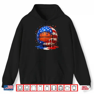 Hoodie Basketball Ice Cream Drip Patriotic 4th of July Shirt