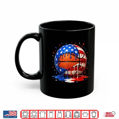 Mug Basketball Ice Cream Drip Patriotic 4th of July Shirt