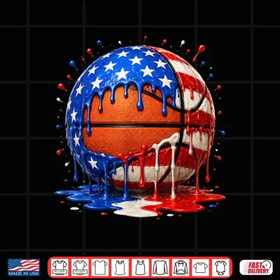 Design Basketball Ice Cream Drip Patriotic 4th of July Shirt