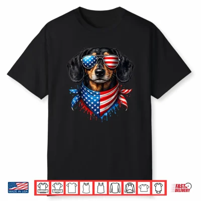 Dachshund Bandana 4Th Of July Patriotic Dog Lovers Usa Flag Shirt