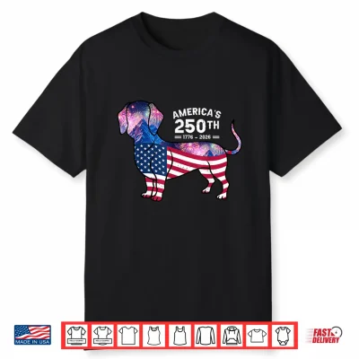 Dachshund Usa America’S 250Th Patriotic Wiener Dog Fireworks Shirt