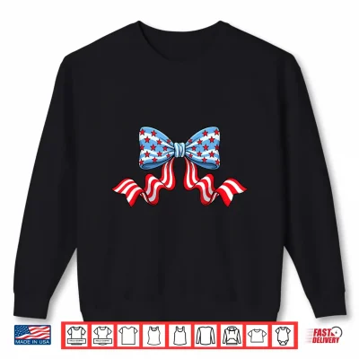 Coquette Bow Patriotic Usa American Flag 4Th Of July Women Shirt 2 Sweatshirt Coquette Bow Patriotic USA American Flag 4th of July Women Shirt