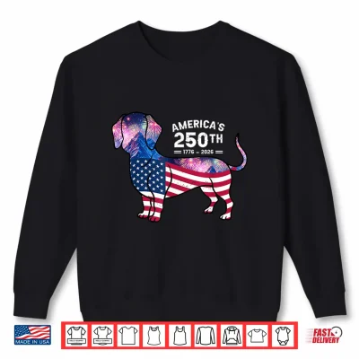 Sweatshirt Dachshund USA Americas 250th Patriotic Wiener Dog Fireworks Shirt