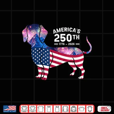Design Dachshund USA Americas 250th Patriotic Wiener Dog Fireworks Shirt