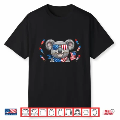 Funny Koala American Usa Flag Memorial Day 4Th Of July Shirt